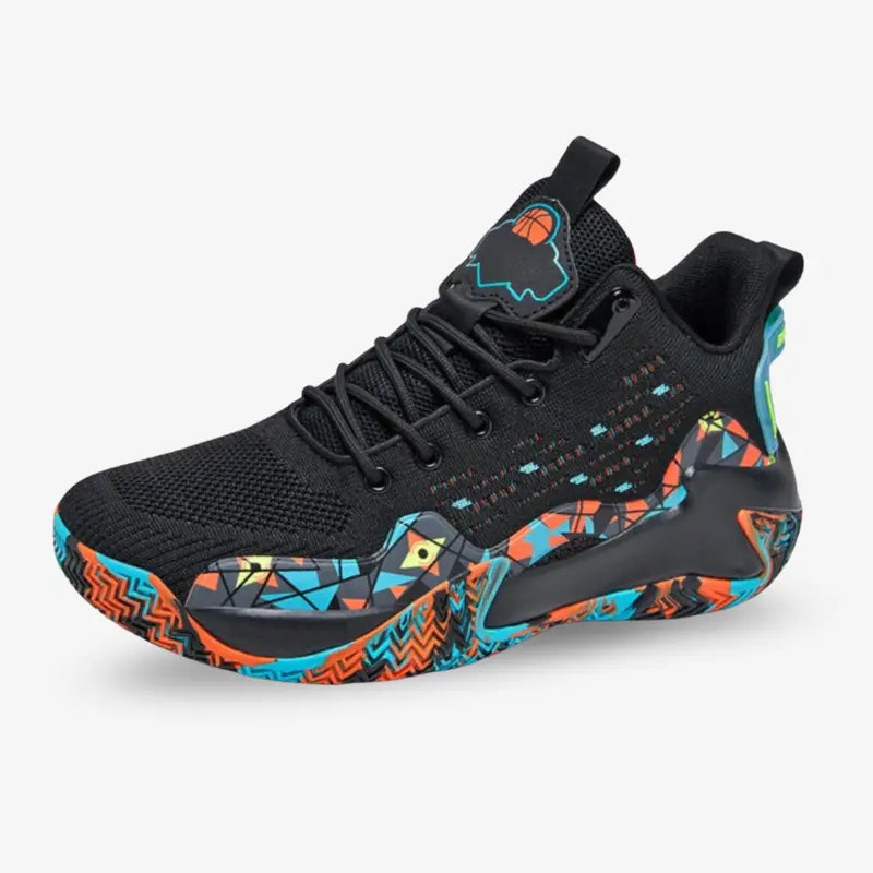 BF DynaDunk Volleyball & Basketball Shoes with Complimentary Socks in Black/Orange.