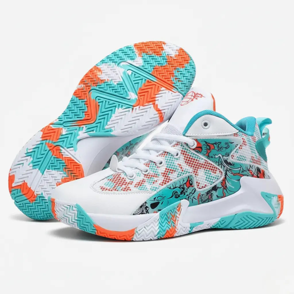 Vivazz Original Graphite Sneakers for Volleyball and Basketball, included shoe detail in Orange.