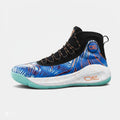 Total 30 Dynamics court shoe in blue and black, side view.