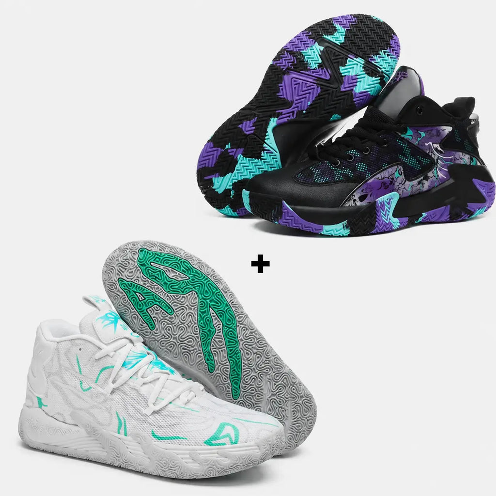 Vivazz AeroDunk Volleyball and Basketball Shoes Set in Kit 1 - White + Black.