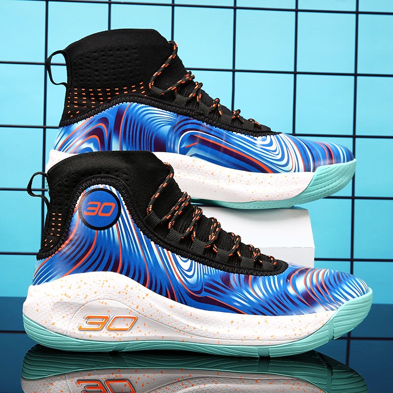 Total 30 Dynamics court shoe in blue and black, pair of shoes.