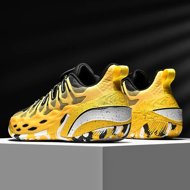 Flash Court court shoe in yellow and black, pair of shoes.