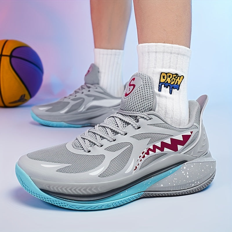 CloudRise Elite court shoe in gray, white and burgundy, worn by a player.