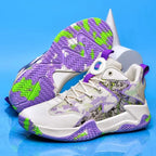 BF Graphite 3.0+ Volleyball and Basketball Shoes with Complimentary Socks in White/Purple.