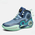 UrbanPulse court shoe in blue and teal, side view.
