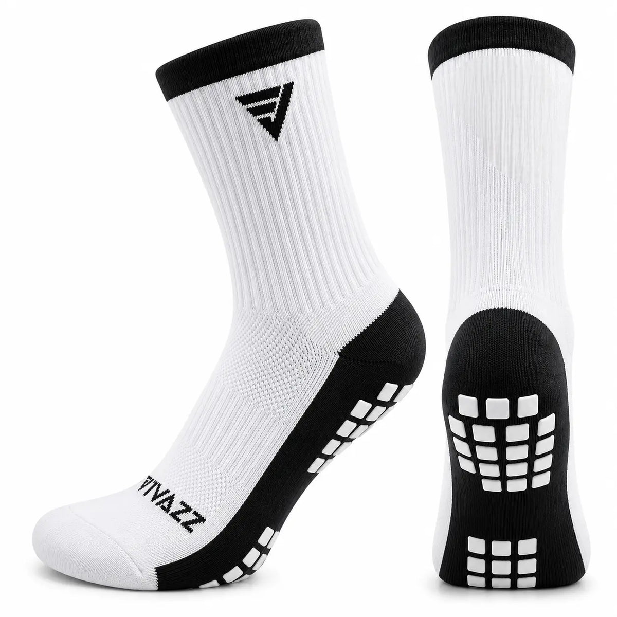 Vivazz Pro 3.0 Non-Slip Mid-Cut Socks for Volleyball & Basketball in White. color=White